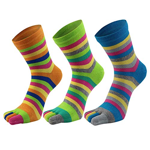 AIEOE 3 Paar Sneaker Socken Zehensocken Damen Sport Socken Baumwolle Fünf Finger Laufen Socken von AIEOE