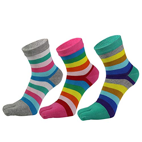 AIEOE 3 Paar Sneaker Socken Zehensocken Damen Sport Socken Baumwolle Fünf Finger Laufen Socken von AIEOE