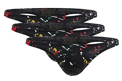 AIEOE 3 Stück Herren Slips Sexy String für Männer aus Weichem Material String Tanga Schwarz Größe L von AIEOE