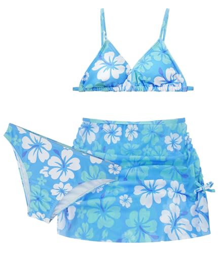 AIEOE 3 Stück Mädchen Bikini Sets Kinder Tie Dye Badeanzug Sommer Strand Bademode Set Schnell Trocknen Surfen Badeanzüge Blau 14 Jahre von AIEOE