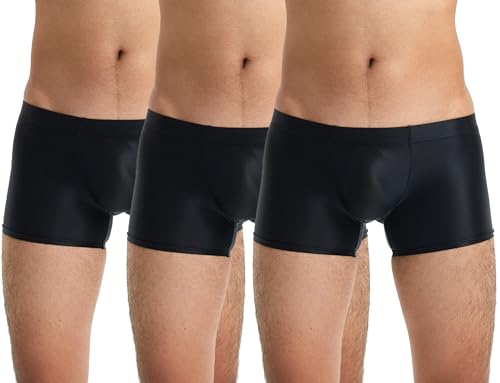 AIEOE 3 Stück Männer Boxershorts Niedrige Taille Sexy Ölige Oberfläche Transparent Knöchel Sex Slip Größe M Schwarz*3 von AIEOE