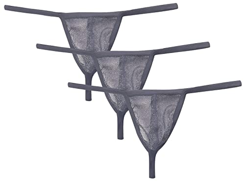 AIEOE 3 Stück String Tanga Herren Sexy G-String Set Leicht Transparente Unterwäsche Gaze Slip Grau L von AIEOE