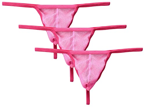 AIEOE 3 Stück String Tanga Herren Sexy G-String Set Leicht Transparente Unterwäsche Gaze Slip Rosa XL von AIEOE