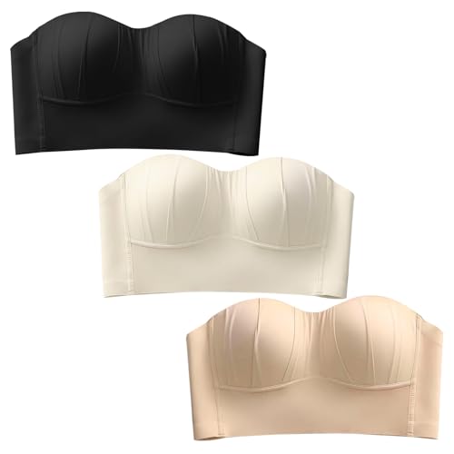 AIEOE 3er BH Ohne Bügel Mädchen Sport-BH Bandeau Nahtlose Bra Teenager Top Trainings-BHS mit verstellbarem und abnehmbarem Schultergurt - 32 von AIEOE