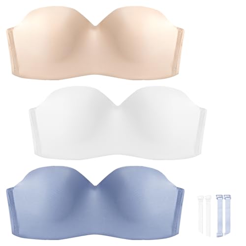 AIEOE 3er BH Ohne Bügel Mädchen Sport-BHS Teenager Bandeau Nahtlose Bra Ungepolsterter Top Trainings-BHS mit verstellbarem und abnehmbarem Schultergurt - 32 von AIEOE