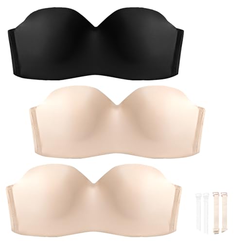 AIEOE 3er Teenager Mädchen BH Bralette Ohne Bügel Trägerloser Soft Balconette BHS Bra Bandeau Ungepolsterter Trainings-BH für 12-18 Jahre Kinder - 34 von AIEOE