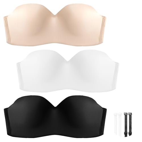 AIEOE 3er Teenager Mädchen BH Bralette Ohne Bügel Trägerloser Soft Balconette BHS Bra Bandeau Ungepolsterter Trainings-BH für 12-18 Jahre Kinder - 38 von AIEOE