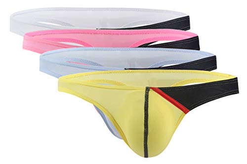 AIEOE 4 Stück String Tanga für Herren Slips Ministring aus Weichem Material G-Strings Unterwäsche 4A Farben Größe L von AIEOE