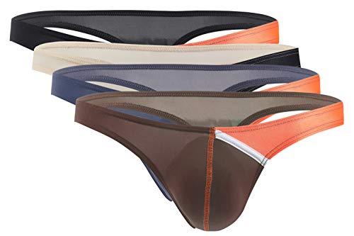 AIEOE 4 Stück String Tanga für Herren Slips Ministring aus Weichem Material G-Strings Unterwäsche 4B Farben Größe L von AIEOE