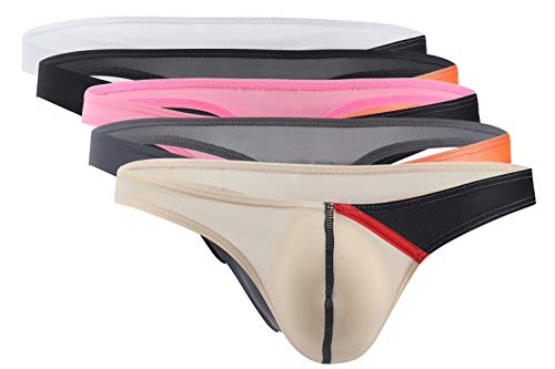 AIEOE 5 Stück String Tanga für Herren Slips Ministring aus Weichem Material G-Strings Unterwäsche 5 Farben Größe L von AIEOE