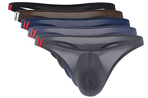 AIEOE 5er Pack Herren Slips G-String Ministring Männer Tanga Sexy Unterhose Mini Shorts 5B Größe L von AIEOE