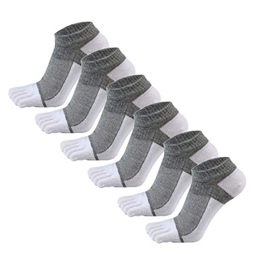 AIEOE 6 Paar Herren Fünf Finger Socken Baumwolle Zehensocken Sneaker Socken Atmungsaktiv Sport Laufende Socken von AIEOE