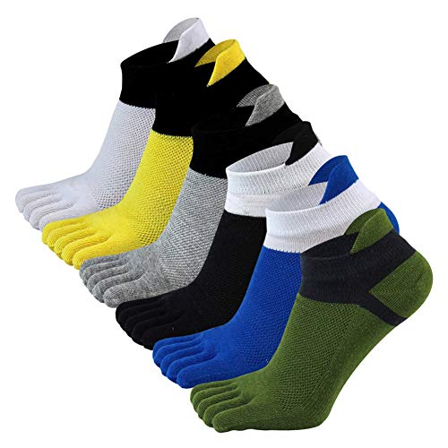 AIEOE 6 Paar Herren Sport Laufen Fünf Finger Zehensocken Atmungsaktiv Kurze Socken Sneaker Wandersocken von AIEOE