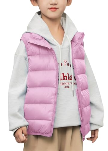 AIEOE Ärmellose Daunen Jacke für Kinder mit Taschen und Knopf Winddichte Unisex Weste Mädchen Jungen von 7-8 Jahre Lila von AIEOE