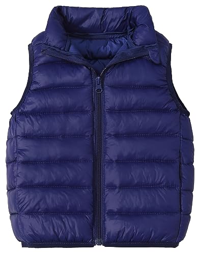 AIEOE Ärmellose Daunen Jacke für Kinder mit Taschen und Knopf Winddichte Unisex Weste Unisex Geeignet von 5-6 Jahre 130cm Dunkelblau von AIEOE