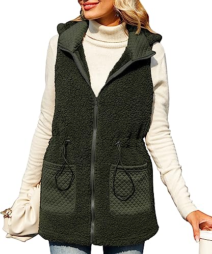 AIEOE Ärmellose Mäntel Damen Weste Fleecejacke Weich Warm für Herbst Winter L von AIEOE