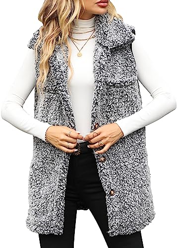 AIEOE Ärmellose Mäntel Damen Weste Fleecejacke Weich Warm für Herbst Winter L von AIEOE