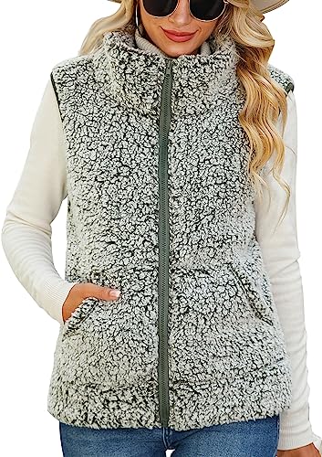 AIEOE Ärmellose Mäntel Damen Weste Fleecejacke Weich Warm für Herbst Winter L von AIEOE