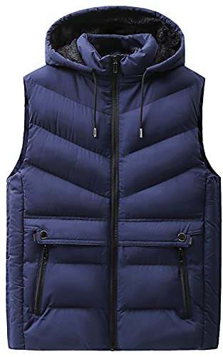 AIEOE Ärmellose Weste Herren Winter Steppweste Daunenweste Stehkragen Winddicht Outdoor Sportweste Funktionsweste,Blau,4XL von AIEOE