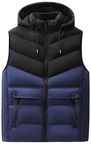 AIEOE Ärmellose Weste Herren Winter Steppweste Daunenweste Stehkragen Winddicht Outdoor Sportweste Funktionsweste,Schwarz+Blau,4XL von AIEOE