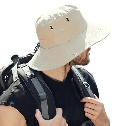 AIEOE Anglerhut Damen Sommer Faltbarer Fischerhut Mit Atmungsaktivem Netz Und Verstellbarem Schulterriemen Khaki von AIEOE