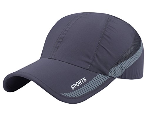 AIEOE Atmungsaktive Kappe Snapback Cap Schnelltrocknend Cap Dünn und Weich Sport Caps Outdoor Sonnen-Kappe für Wandern, Bergsteigen, Joggen, Radfahren usw - Dunkelgrau von AIEOE