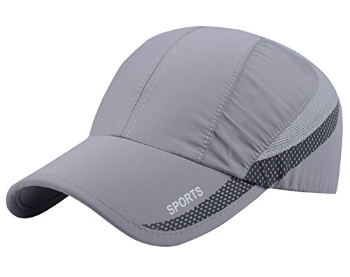 AIEOE Atmungsaktive Kappe Snapback Cap Schnelltrocknend Cap Dünn und Weich Sport Caps Outdoor Sonnen-Kappe für Wandern, Bergsteigen, Joggen, Radfahren usw - Hellgrau von AIEOE