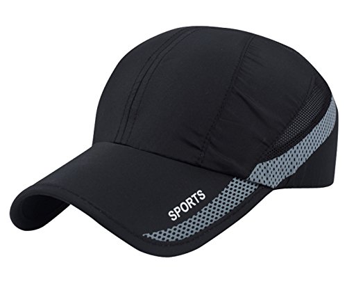 AIEOE Atmungsaktive Kappe Snapback Cap Schnelltrocknend Cap Dünn und Weich Sport Caps Outdoor Sonnen-Kappe für Wandern, Bergsteigen, Joggen, Radfahren usw - Schwarz von AIEOE