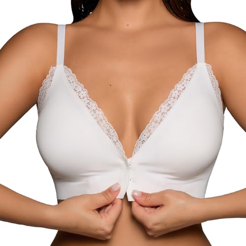 AIEOE BH Damen Ohne Bügel Vorderverschluss Rückenfrei Große Brüste Push Up Bra Funktioneller BHS Bralette Gepolstert Bra Seamless - XL von AIEOE
