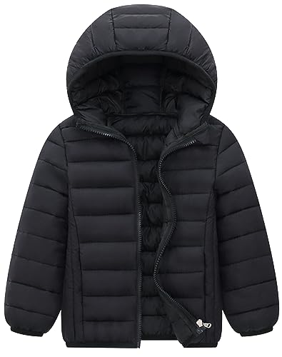 AIEOE Baby Mädchen Daunen Jacke mit Kapuze Mantel Schneeanzug Warmhalten Niedliches kleines Mädchen Geeignet für 3-4 Jahre Schwarz von AIEOE