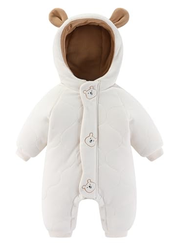 AIEOE Baby Mädchen Winterkleidung Baby Overall Fleece Schneeanzug 3-6 Monate Weiß von AIEOE