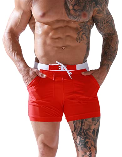 AIEOE Badehose Herren Eng Kurz Badeshorts Schwimmhose Peinlichkeit Vermeidendes Pad Wassersport Kurze Hose UV Schutz Jungen Schwimmwear 3XL von AIEOE