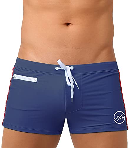 AIEOE Badehose Herren Eng Kurz Boxer Schwimmhose Push Up mit Abnehmbares Pad & Kleine Reißverschlusstasche Schnelltrocknend Badeshorts für Schwimmen Surfen - L (EU/US M) von AIEOE