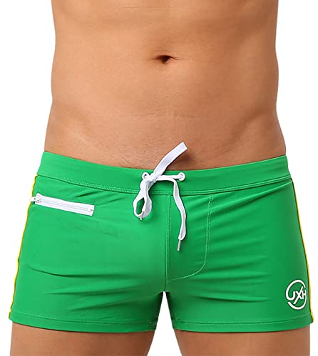AIEOE Badehose Herren Eng Kurz Boxer Schwimmhose Push Up mit Abnehmbares Pad & Kleine Reißverschlusstasche Schnelltrocknend Badeshorts für Schwimmen Surfen - L (EU/US M) von AIEOE