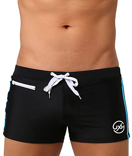 AIEOE Badehose Herren Eng Kurz Boxer Schwimmhose Push Up mit Abnehmbares Pad & Kleine Reißverschlusstasche Schnelltrocknend Badeshorts für Schwimmen Surfen - L (EU/US M) von AIEOE