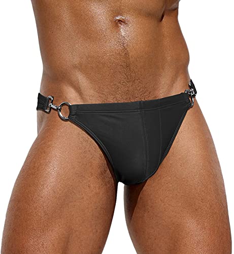 AIEOE Badehose Herren Sexy Niedrige Taille Bikini Badeslip Kurz Eng Schwimmhose Adnehmbares Pad Tunnelzug Beach Badeshorts M von AIEOE