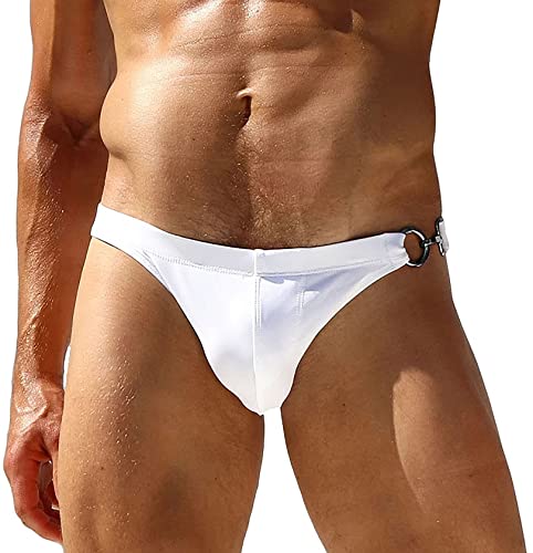 AIEOE Badehose Herren Sexy Niedrige Taille Bikini Badeslip Kurz Eng Schwimmhose Adnehmbares Pad Tunnelzug Beach Badeshorts XXL von AIEOE