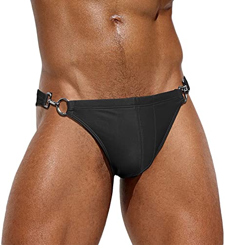 AIEOE Badehose Herren Slip Eng Kurz Mini Badeslip Sexy Schwimmhose Metallschnallen Fashion Swimming Swim Briefs Sommer Pool Strand - EU/US S von AIEOE