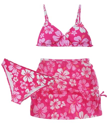 AIEOE Bademode Mädchen Bikini Kinder Dreiteiliger Set mit Shorts Träger Top Badeshorts Set Sommer Badeanzüge Bekleidung Rot 12-13 Jahre von AIEOE