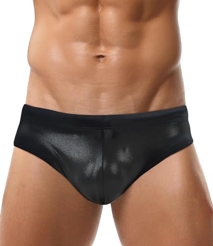 AIEOE Badeslip Herren Push Up Badehose Eng Kurz Slip Glänzend Glitzer Schwimmhose mit Abnehmbares Pad Kordelzug - EU XL (Asie XXL) von AIEOE