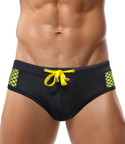 AIEOE Badeslip Herren Push Up Badehose Eng Kurz Slip Schwimmhose mit Abnehmbares Pad Kordelzug für Schwimmen Surfen - EU XL (Asie XXL) von AIEOE