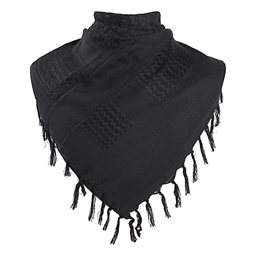 AIEOE Baumwolle Militär Schal Arab Shemagh Schal Tactical Keffiyeh Desert Kopftuch Halstuch für Damen & Herren, Schwarz , One size von AIEOE