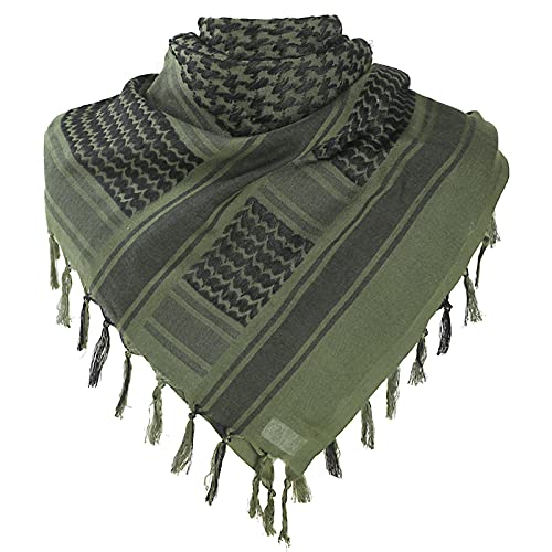 AIEOE Baumwolle Militär Schal Arab Shemagh Schal Tactical Keffiyeh Desert Kopftuch Halstuch für Damen & Herren, dunkelgrün, One size von AIEOE