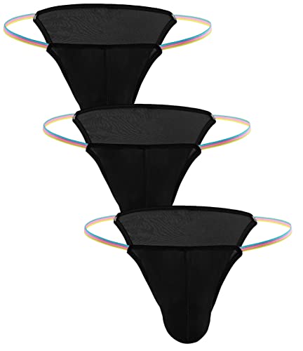 AIEOE Bikini Slips Herren Sexy Unterwäsche Niedriger Bund Unterhosen Männer Mini Slip Tanga 3 Stück Schwarz XL von AIEOE