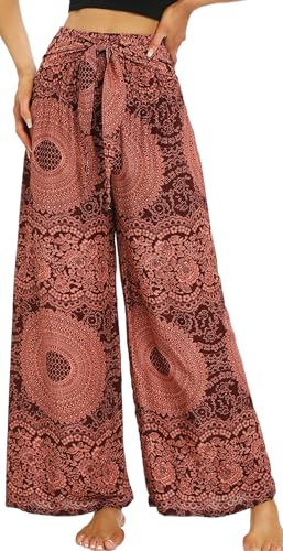 AIEOE Bohème Pluderhose Damen Weich Leicht Schnell Trocknend Dünne Hippie Sommerhose Casual Palazzo Schlupfhose D01 von AIEOE