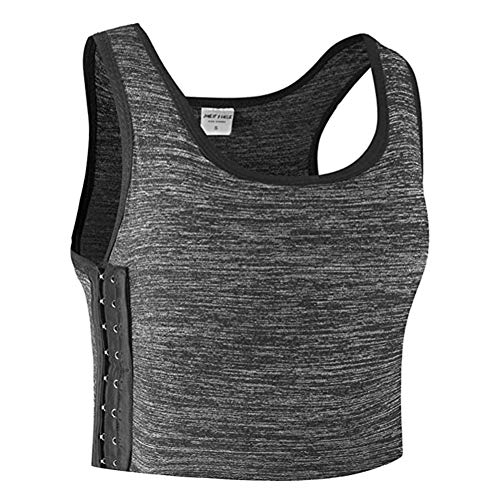 AIEOE Brust Binder mit Starker Elastizität Cosplay Body Shaper Trans Tank Top mit 3 Reihe Haken - Dunkelgrau Größe 5XL von AIEOE