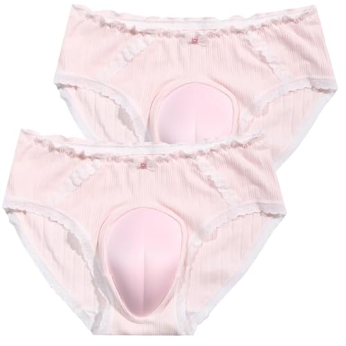 AIEOE Crossdresser Spitze Unterwäsche Slips 2er Pack Hiding Gaff Panty Übergröße Sissy Schlüpfer Camel Toe Verstecken Brief Transgender Dessous Höschen EU L (Asie XL) von AIEOE
