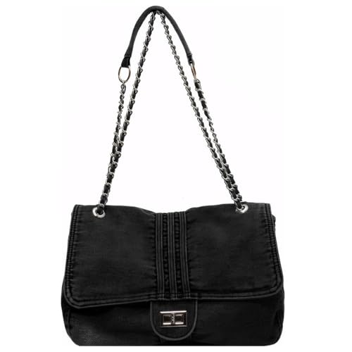 AIEOE Damen Jeans Canvas Umhängetasche Große Kapazität Denim Handtasche mit Mehreren Taschen Vintage Crossbody Schwarz B AIEOE Damen Jeans Canvas Umhängetasche Große Kapazität Denim Handtasche mit Mehreren Taschen Vintage Crossbody Schwarz B von AIEOE
