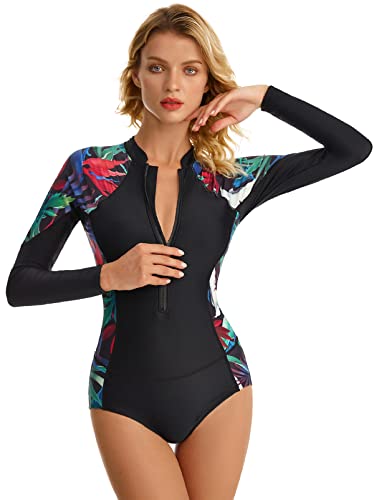 AIEOE Damen Kurzarm Rash Guard Schutz UPF 50+ Bademode Shirts Schnell Trocknender Surftop Strand Meer Schwimmbad von AIEOE