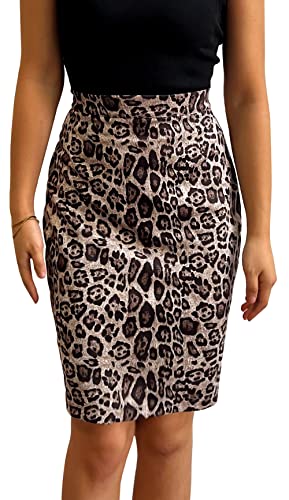 AIEOE Damen Röcke A Linie Hohe Taille Samt Kurzer Rock Minirock Sexy Winter Elegant Bleistiftrock Größe L Beige Leopard von AIEOE